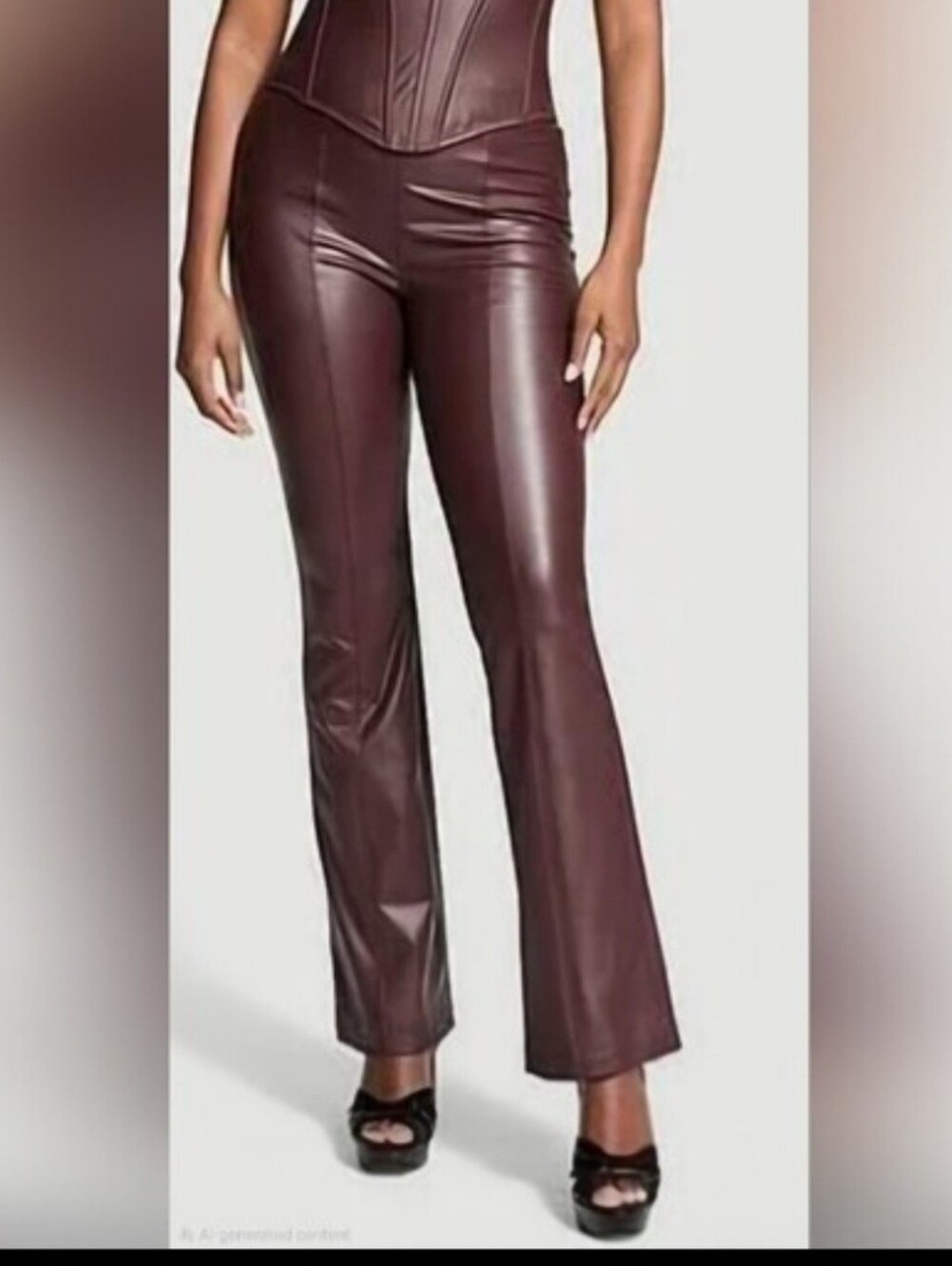 Victoria's Secret Brown Faux Leather Flared Pants
